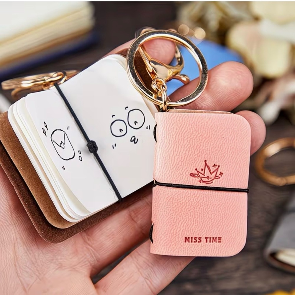 Kawaii Mini Travel Journal Notebook Keychain in Beautiful Teal - Picture 6 of 7